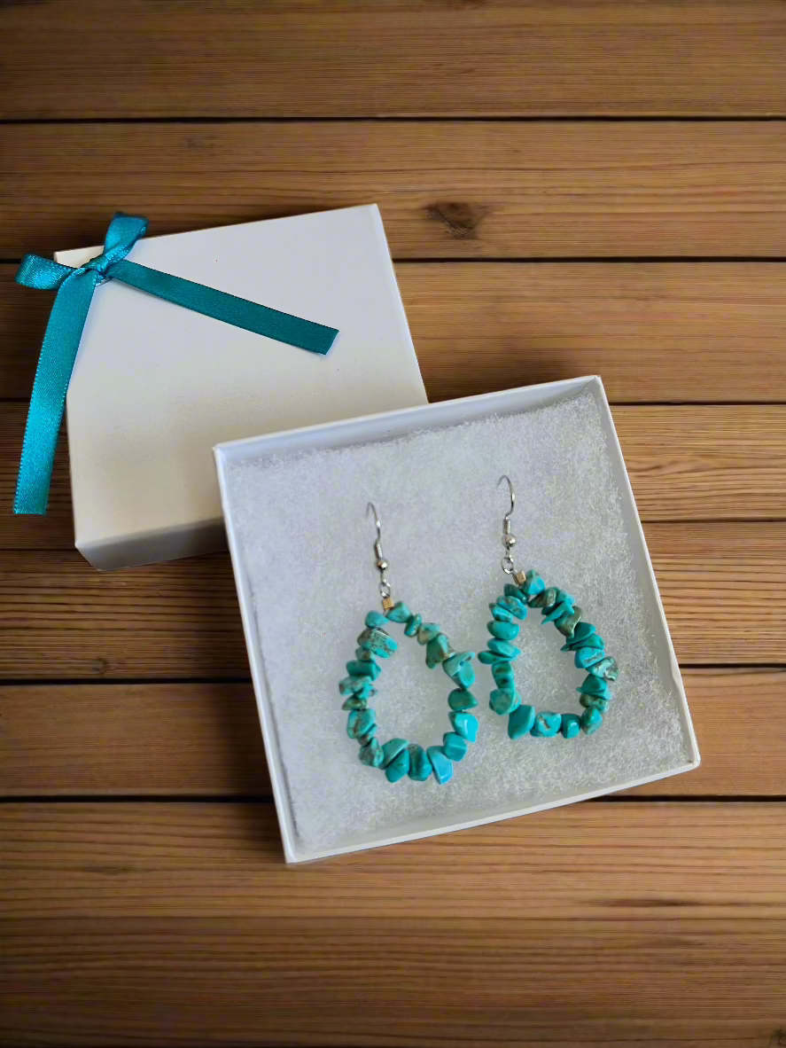 HANDMADE Small Wagnerite Stone Teardrop Earrings