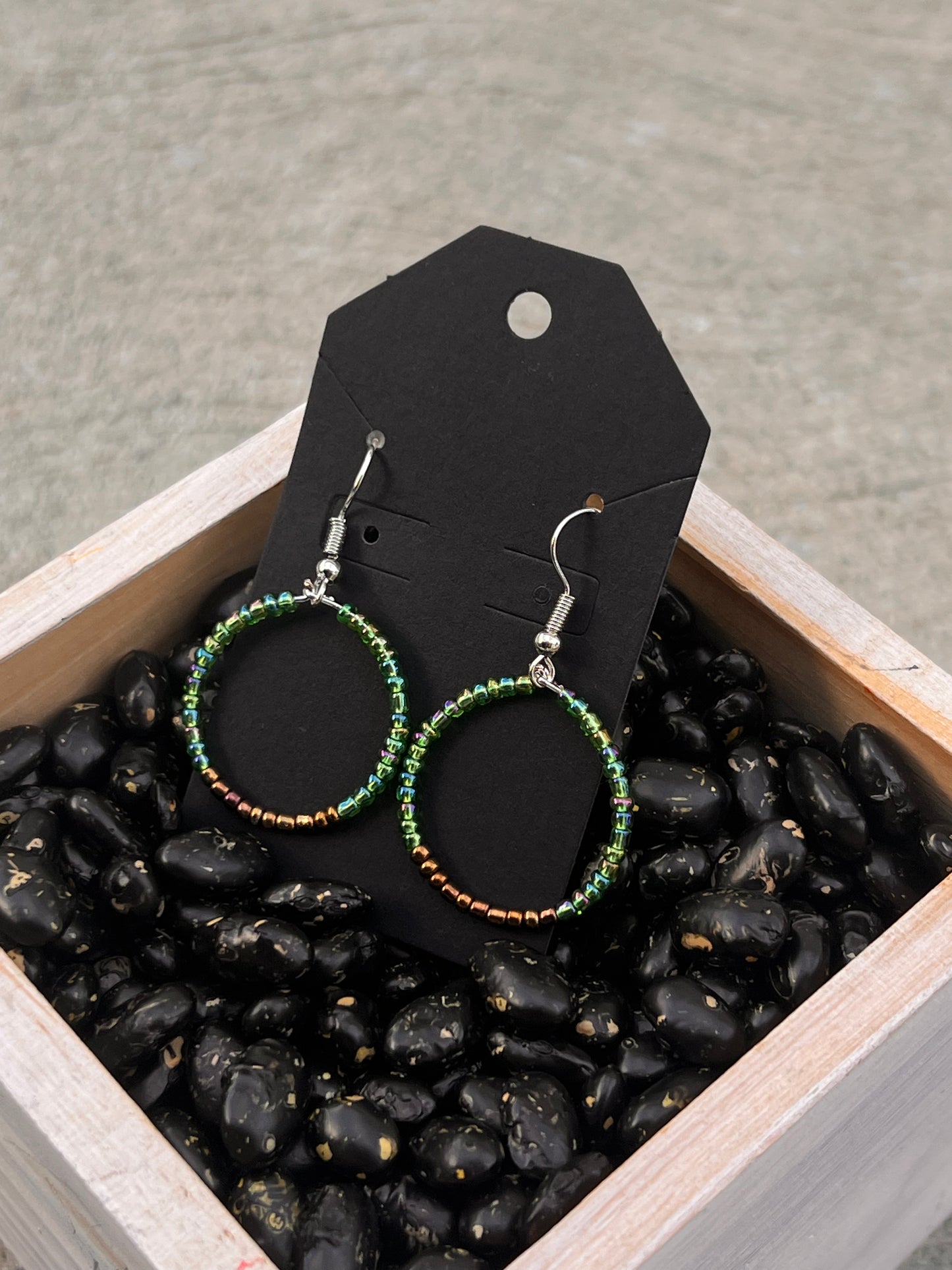 HANDMADE Mini Green Mix Hoops