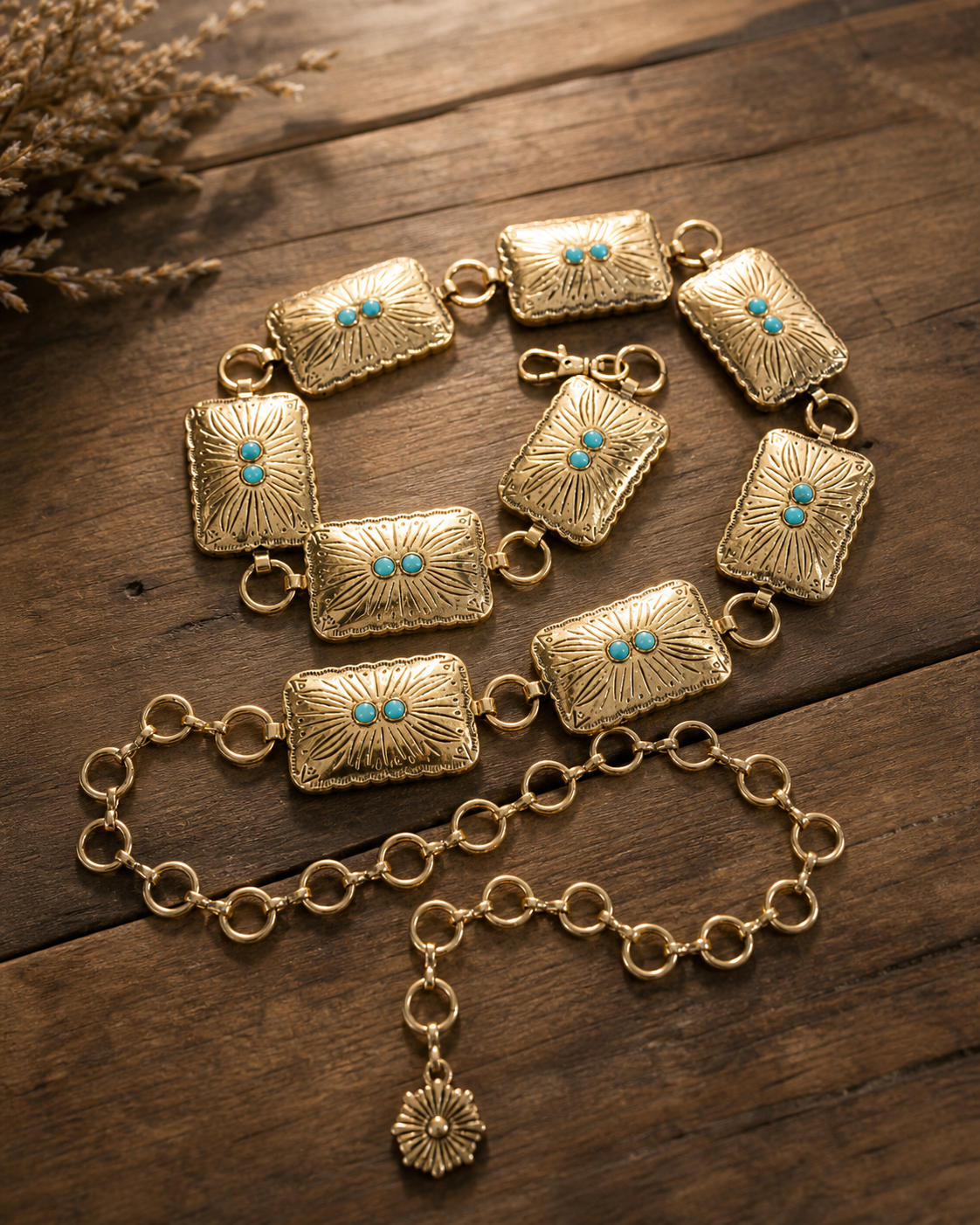 Rectangle Concho Belt Gld