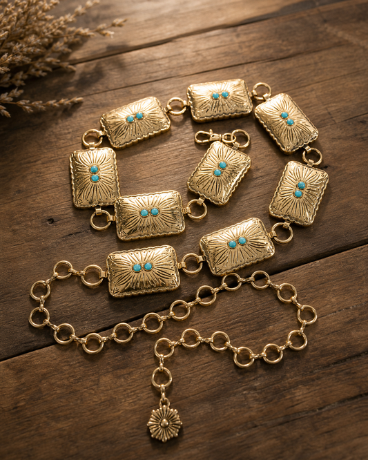 Rectangle Concho Belt Gld