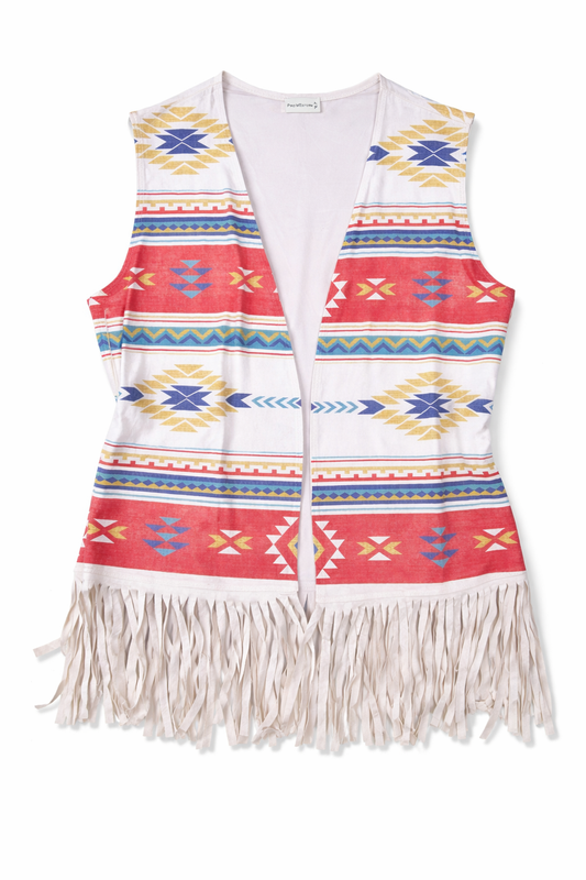 Aztec Faux Suede Fringe Vest