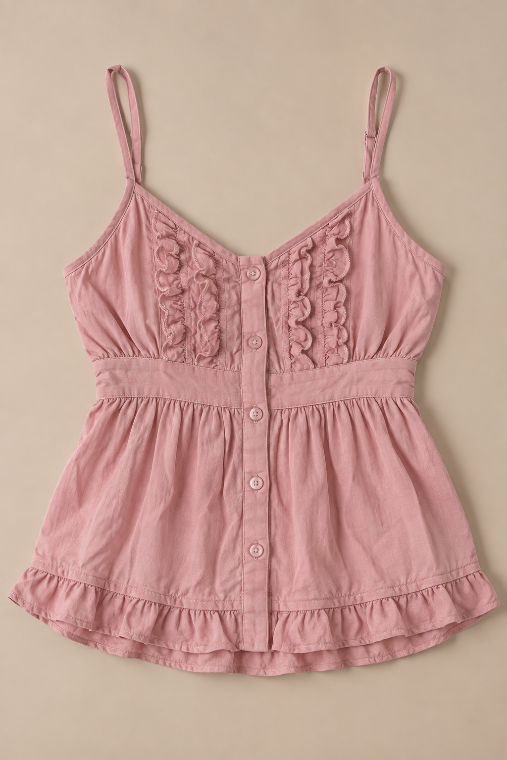 Button Front Tank Top - Pink