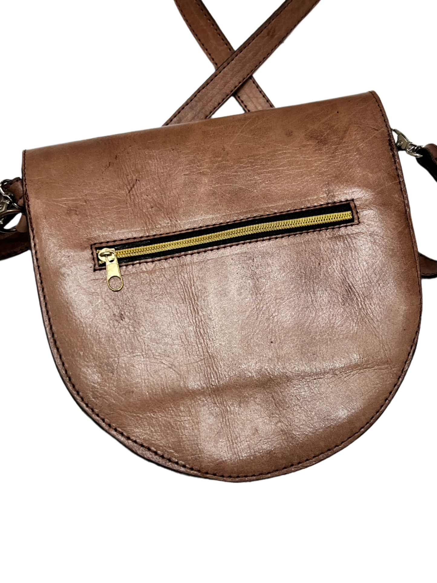 HANDMADE Genuine Cowhide Half-Moon Tooled Crossbody Bag