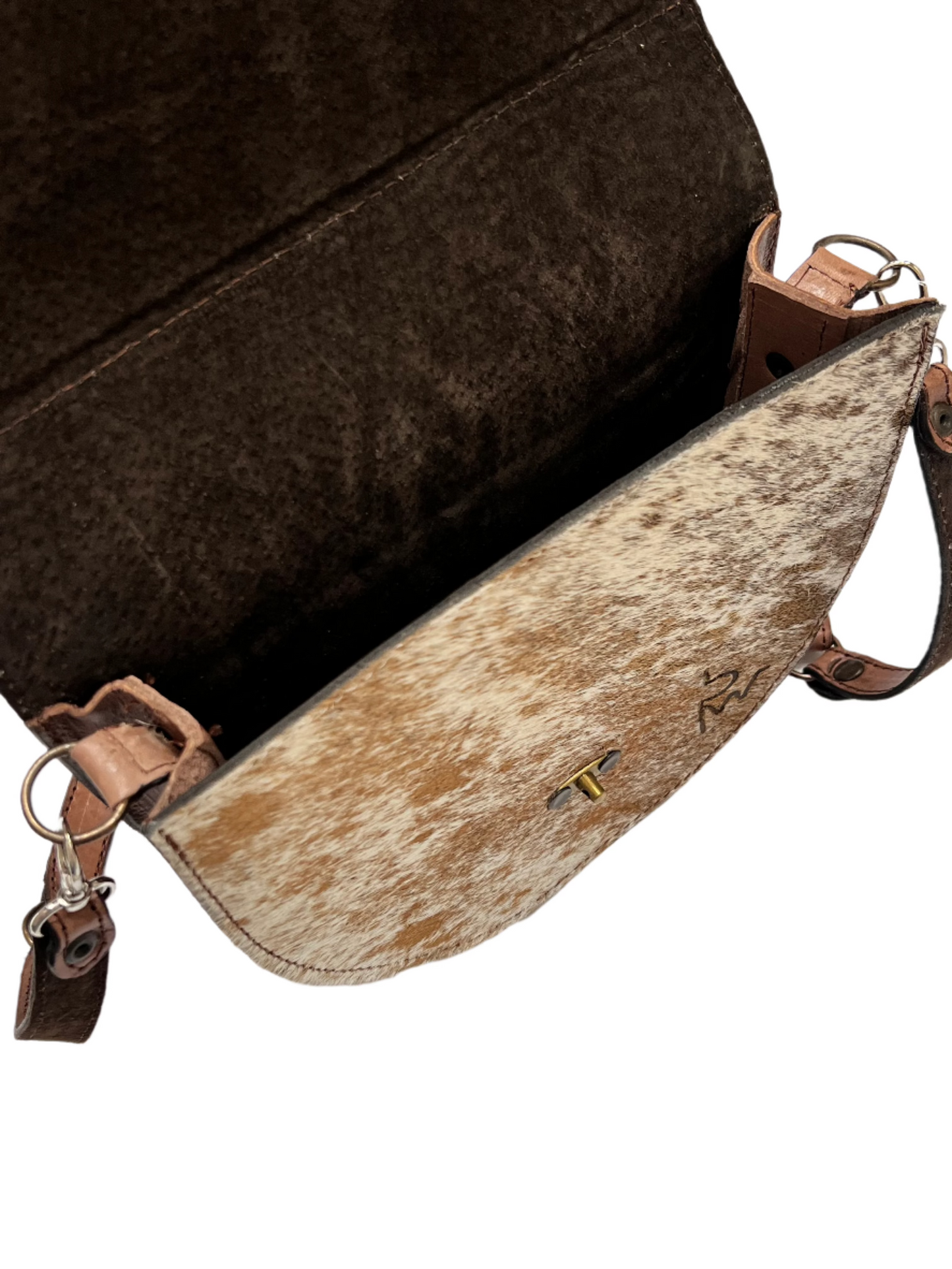 HANDMADE Genuine Cowhide Half-Moon Tooled Crossbody Bag