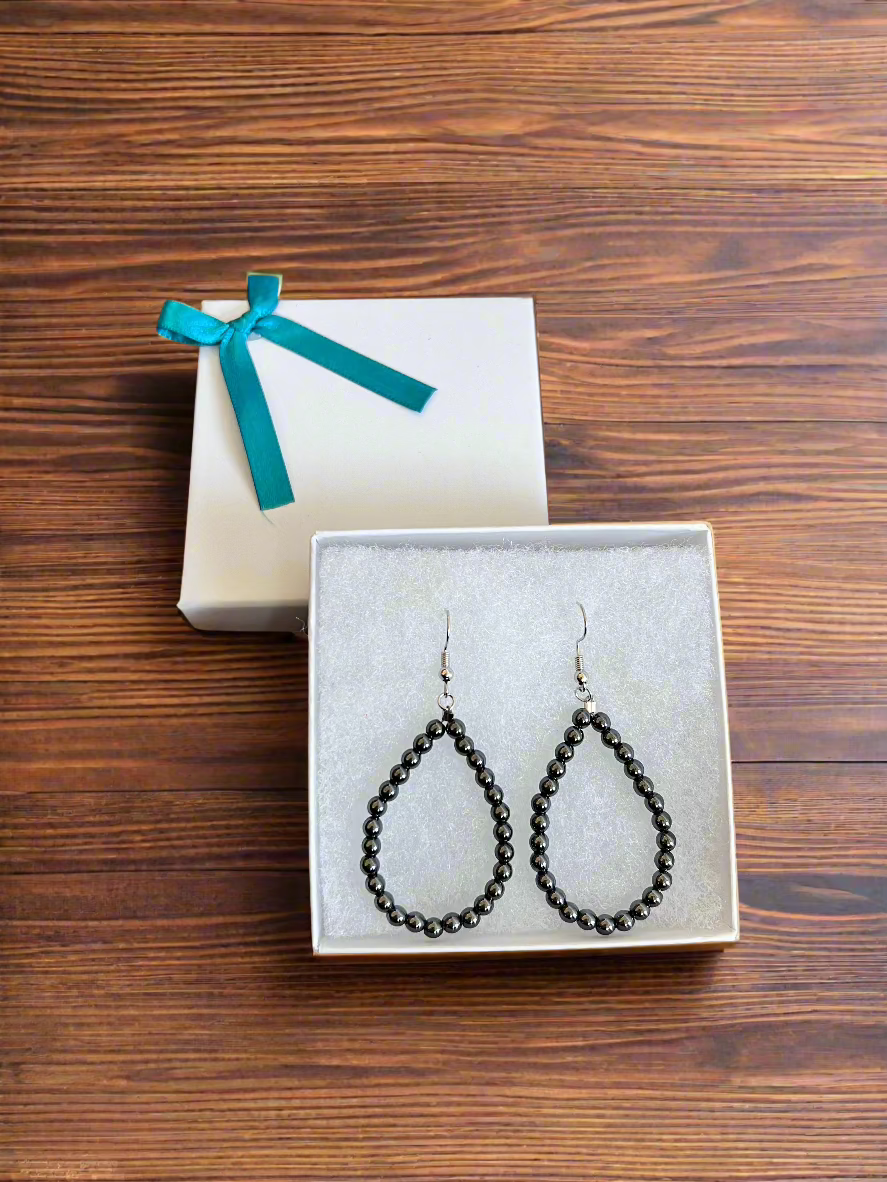 HANDMADE Plated Hematite Teardrop Earrings