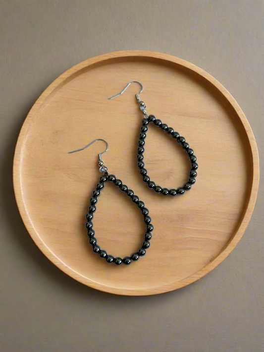 HANDMADE Plated Hematite Teardrop Earrings