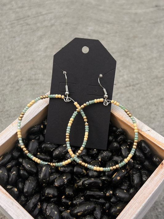 HANDMADE Aqua Mix Beaded Hoops