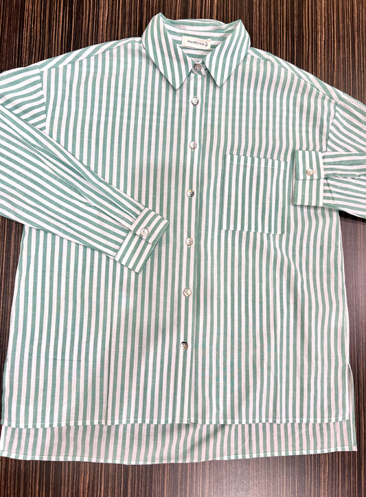 Women's Long Sleeve Stripe Button-Up Shirt