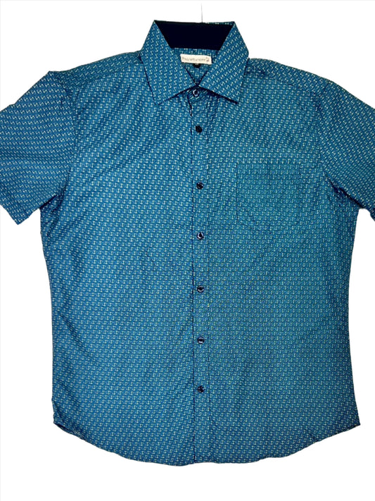 Men's Short Sleeve Chain Geo Print Shirt