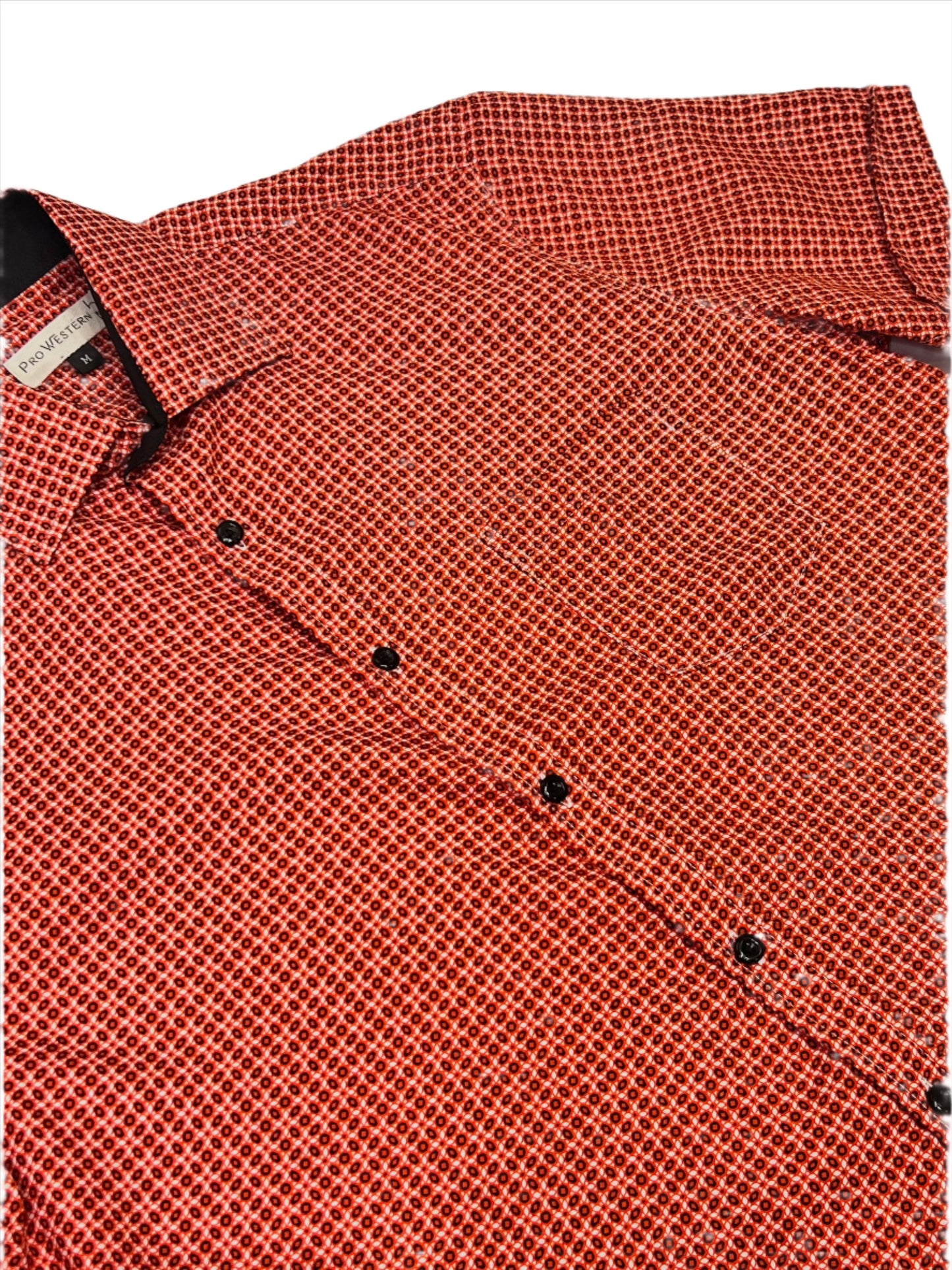 Men's Short Sleeve Red-Orange Geo Print Shirt