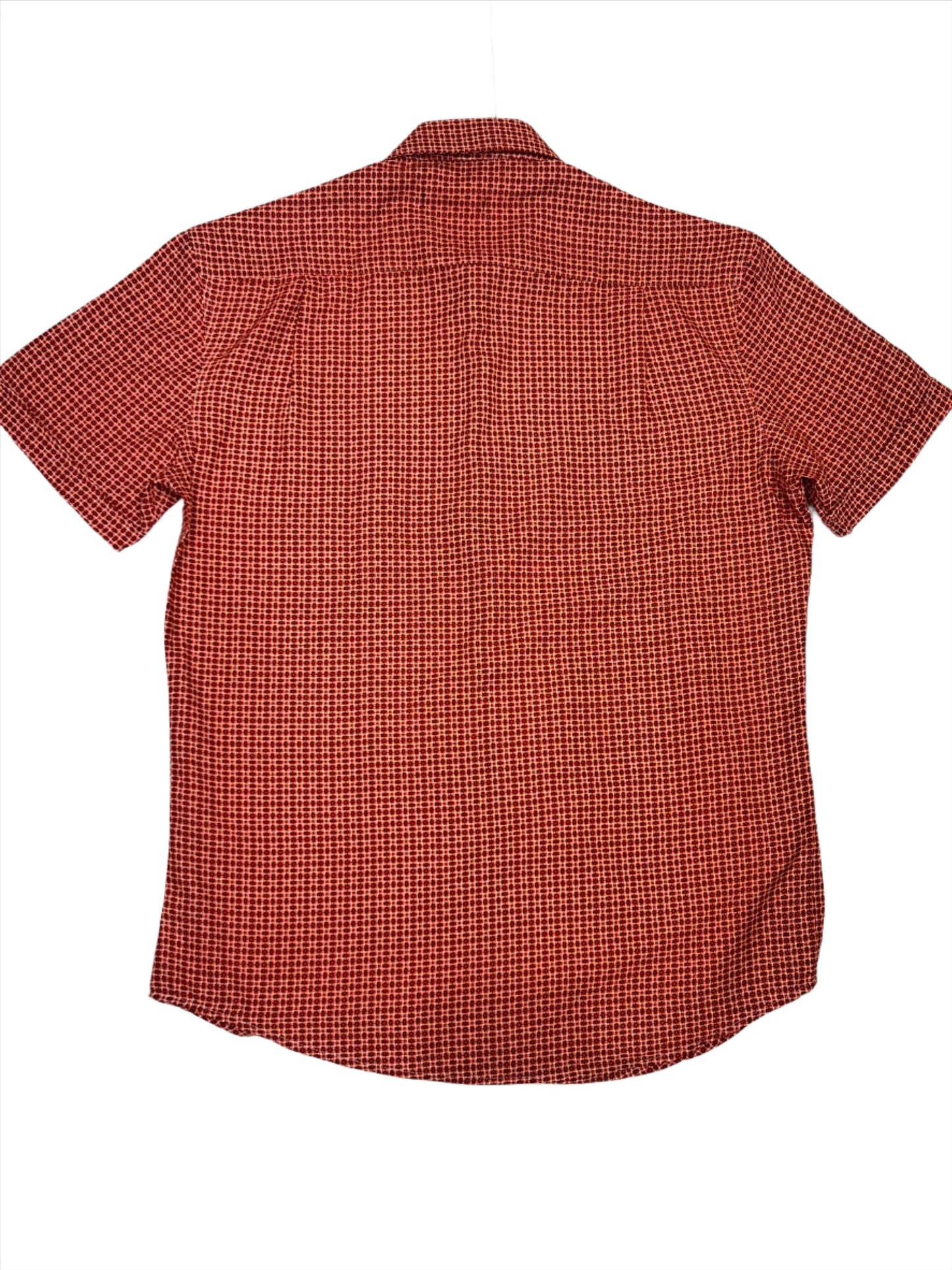 Men's Short Sleeve Red-Orange Geo Print Shirt