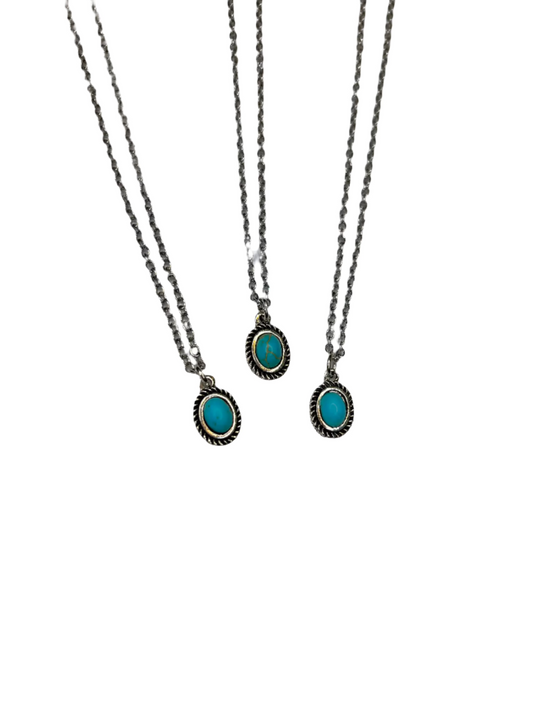 Handmade Dainty Turquoise Pendant Necklace